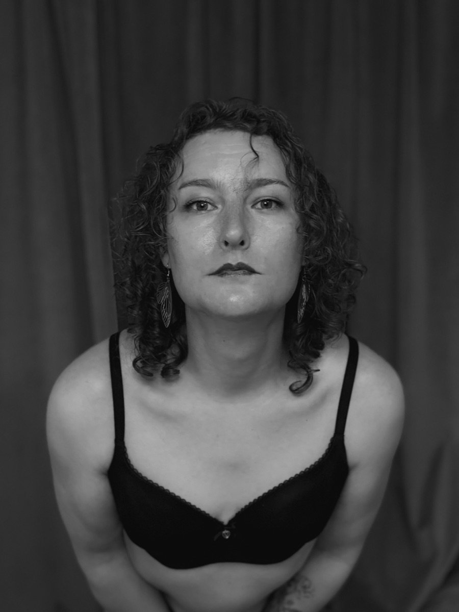 Studio portrait, black and white